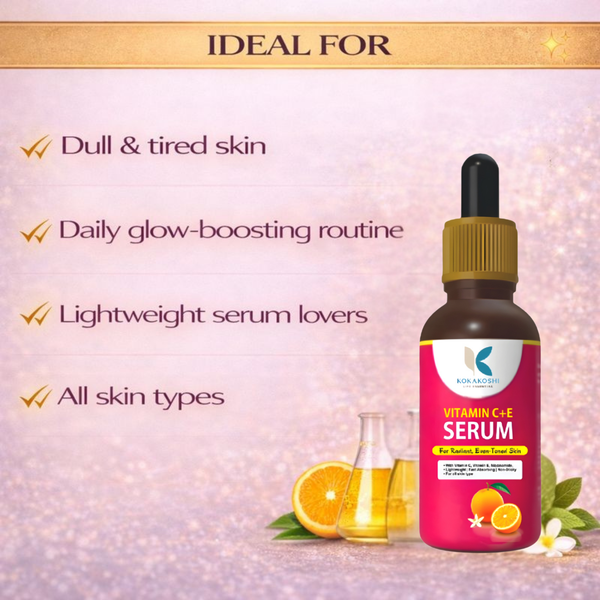 Vitamin C + E Brightening & Even Skin Tone Face Serum | Kokakoshi
