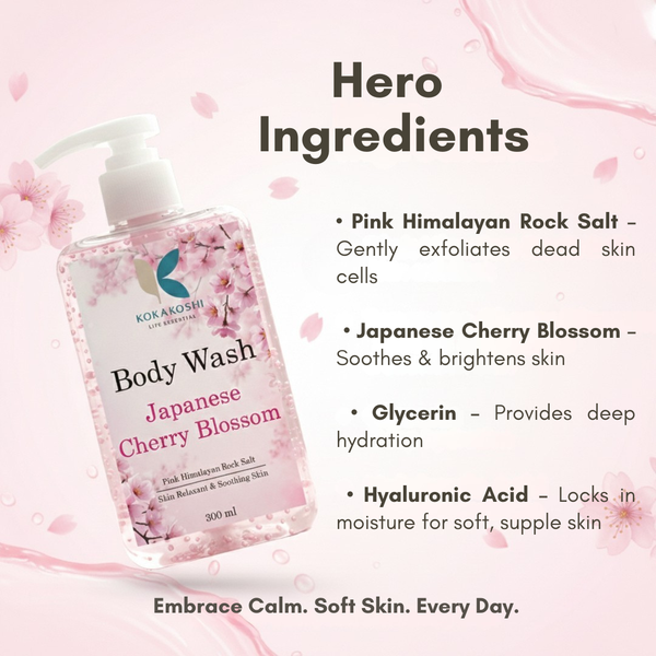Japanese Cherry Blossom Body Wash for Soft & Fragrant Skin | Kokakoshi