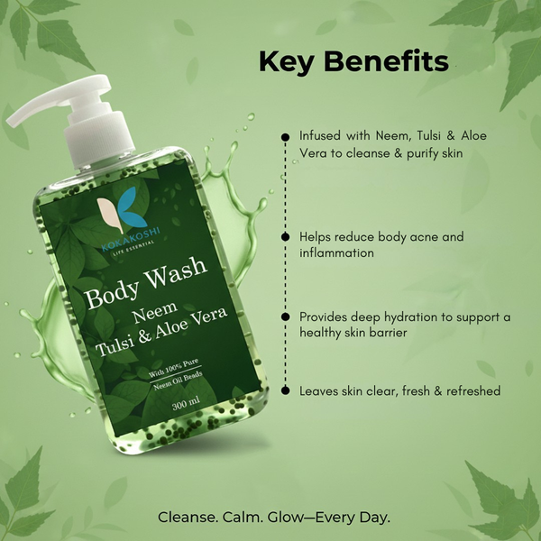 Neem Tulsi Aloe Vera Body Wash for Deep Cleansing & Fresh Skin | (Buy 1 Get 1 FREE)
