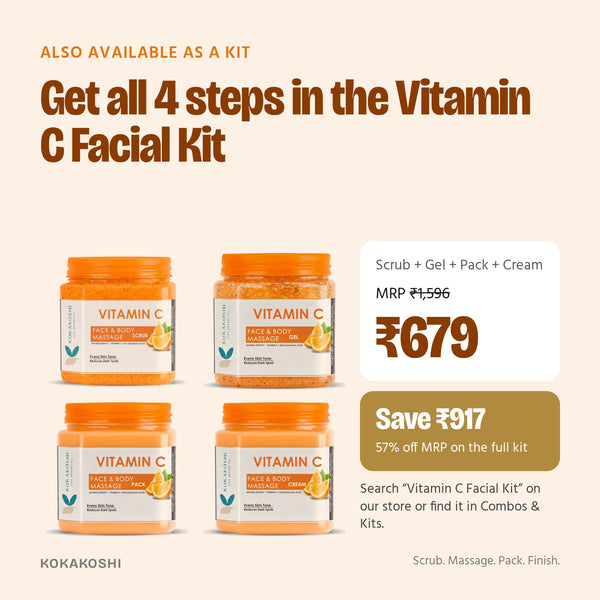 Also available as the Vitamin C Facial Kit: all 4 jars for ₹679, MRP ₹1,596