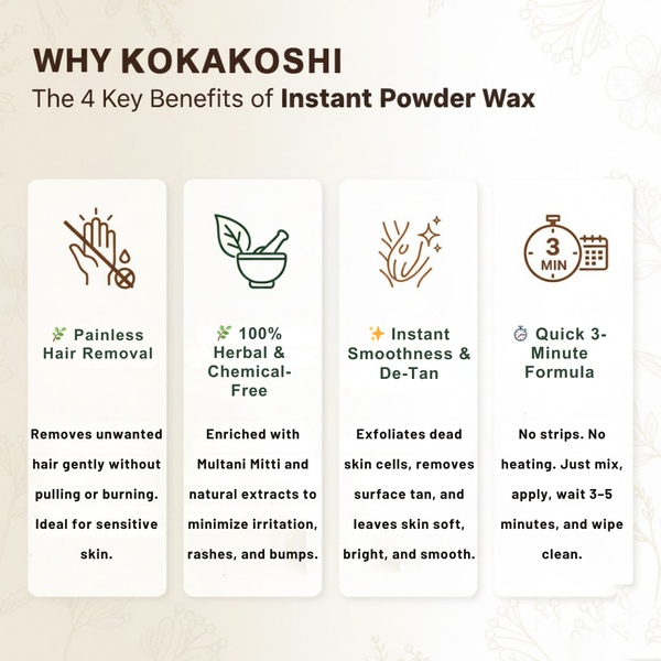 Body Wax Powder Vitamin C Infused Instant Hair Removal Wax | Kokakoshi