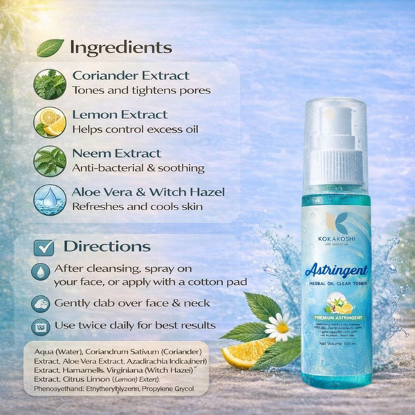 Astringent Herbal Oil Control & Pore Minimizing Toner | Kokakoshi