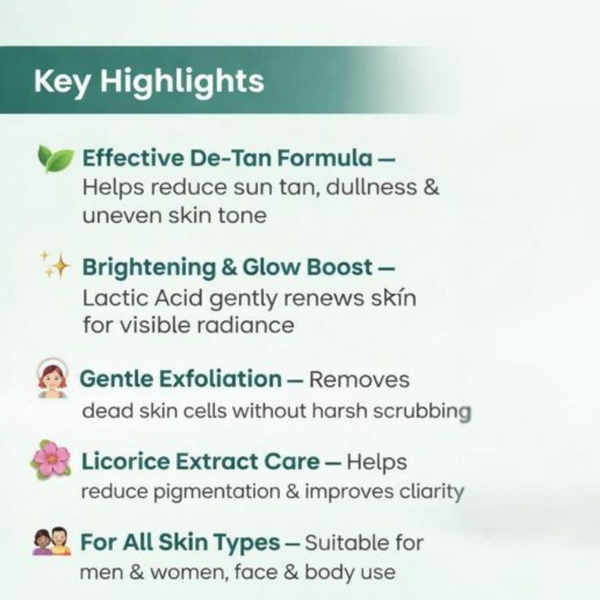 De-Tan Scrub — Tan Removal & Brightening Face & Body Scrub