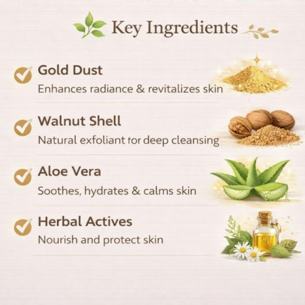 Gold Scrub – Radiance & Glow Face & Body Scrub with Gold Dust | Kokakoshi