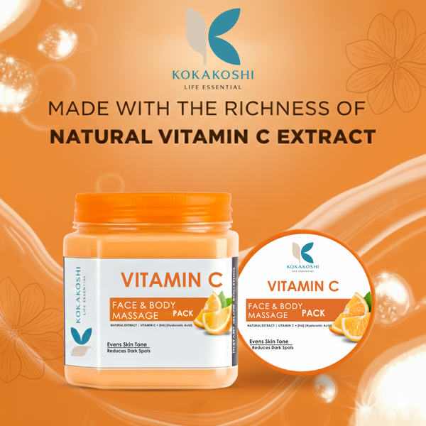 Vitamin C Face & Body Massage Pack (400 ml) – Brightening & Glow Enhancing Care | Kokakoshi