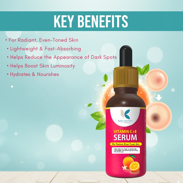 Vitamin C + E Brightening & Even Skin Tone Face Serum | Kokakoshi