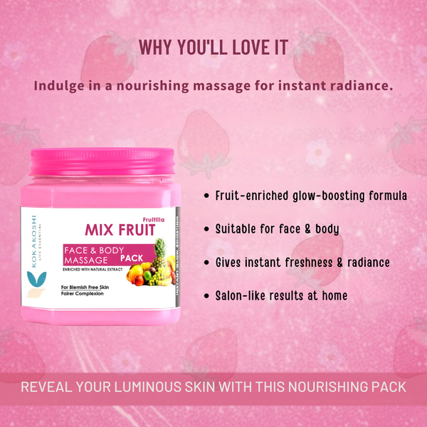 Mix Fruit Face & Body Massage Cream (400 ml) – Blemish-Free Glow & Skin Brightening Cream | Kokakoshi