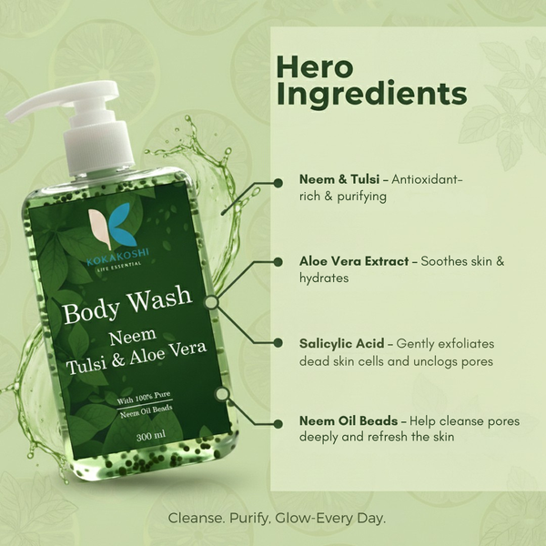 Neem Tulsi Aloe Vera Body Wash for Deep Cleansing & Fresh Skin | (Buy 1 Get 1 FREE)