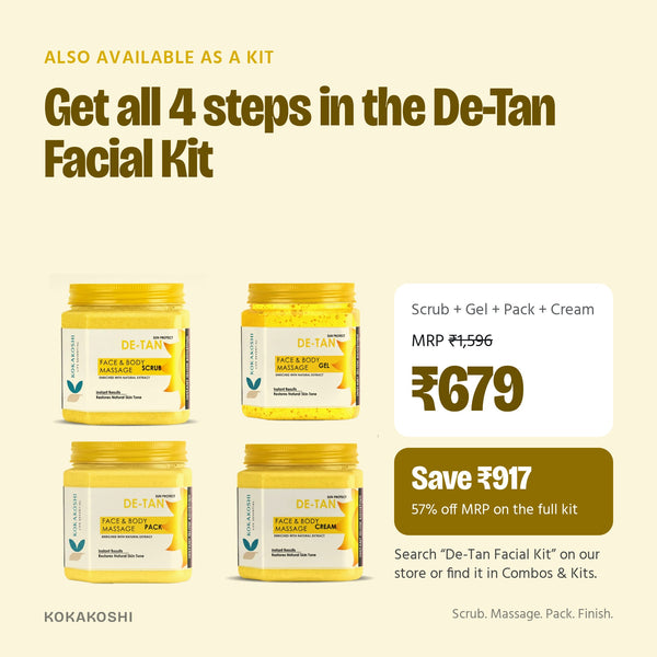 Also available as the De-Tan Facial Kit: all 4 jars for ₹679, MRP ₹1,596