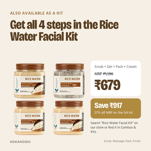 Also available as the Rice Water Facial Kit: all 4 jars for ₹679, MRP ₹1,596